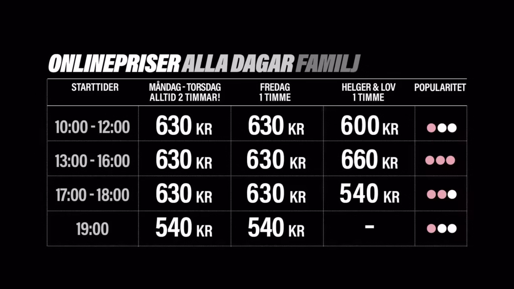 JumpYard Åre priser entré familjebiljett