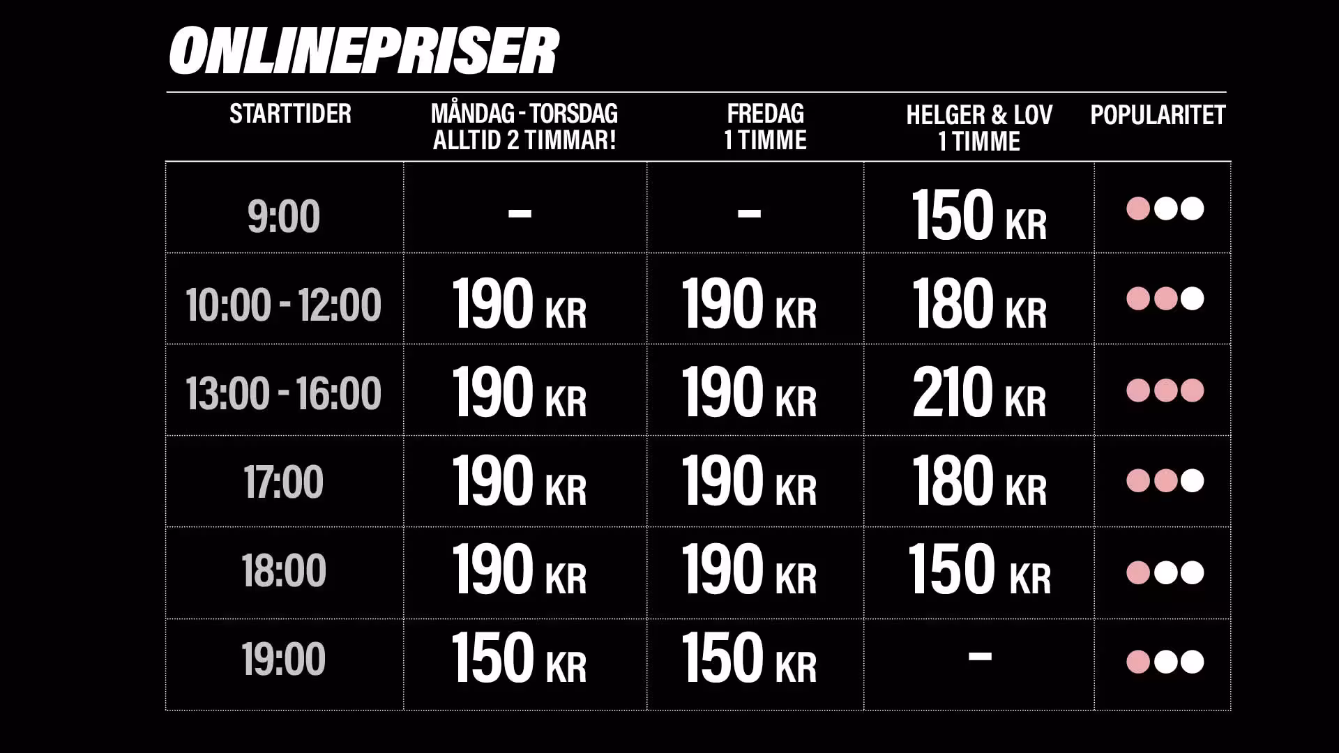 JumpYard Barkarby priser entré hopptid