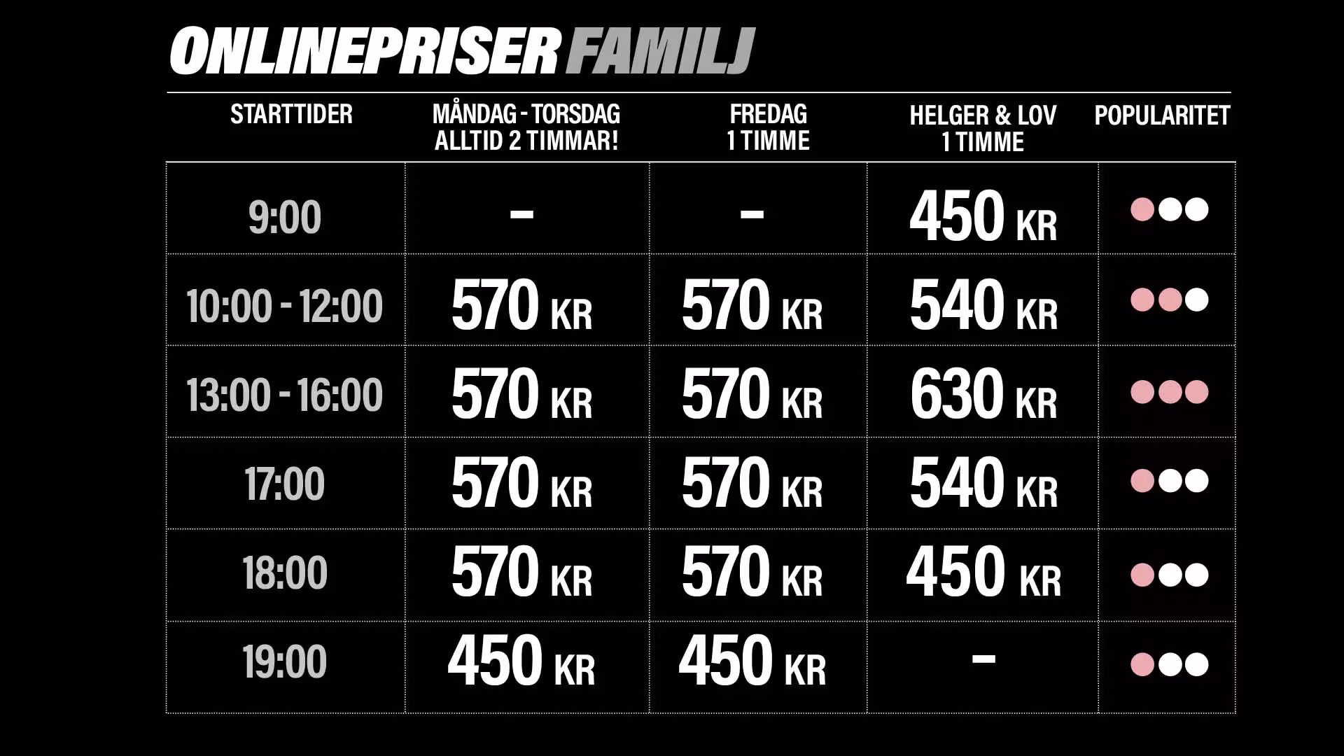 JumpYard Barkarby priser entré familjebiljett