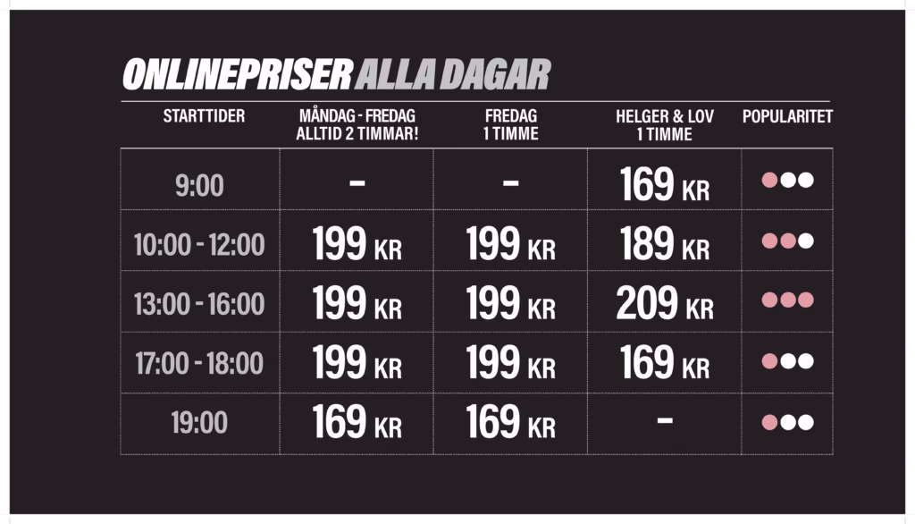 prislista entré hopptid flexibla priser