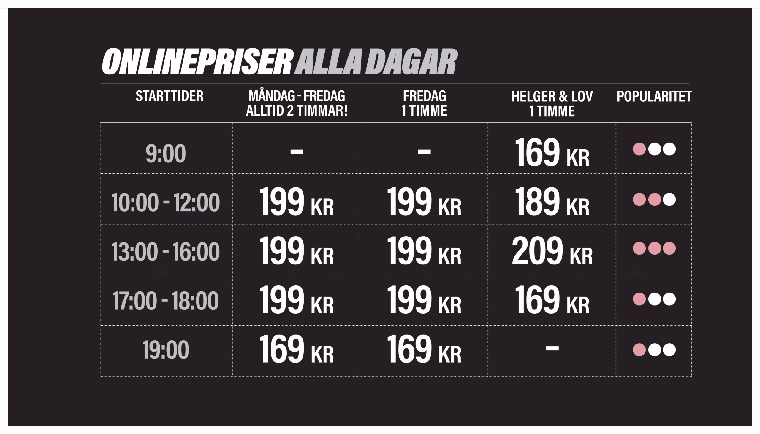 prislista entré hopptid flexibla priser