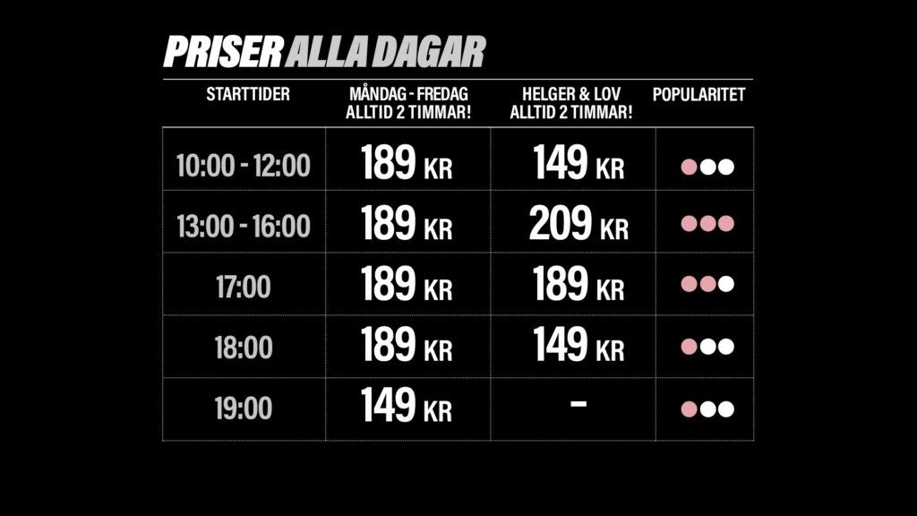 Priser JumpYard Norrköping entré hopptid