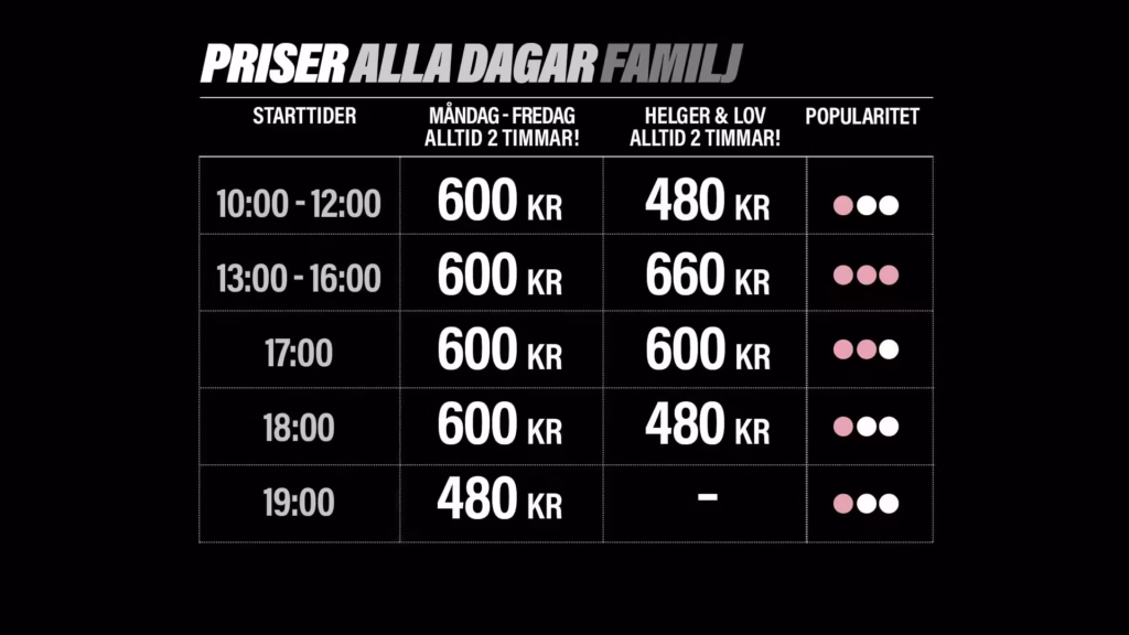 JumpYard Norrköping priser entré familjebiljett