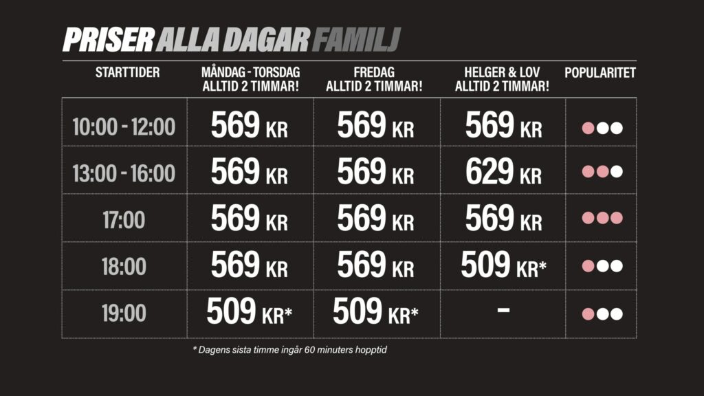 flexibla priser Skövde familj entré