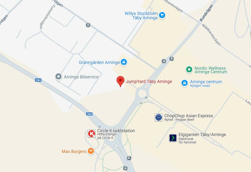 JumpYard Täby Arninge karta